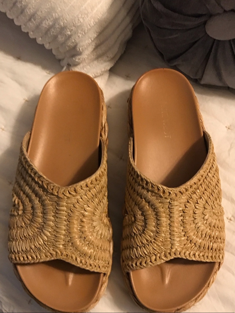 Nine West Woven Slide Mules in Tan